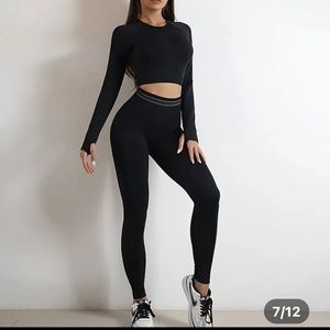 Women Yoga Set Zipper Top Sport Suit Bra Workout Clothes Gym Fitness